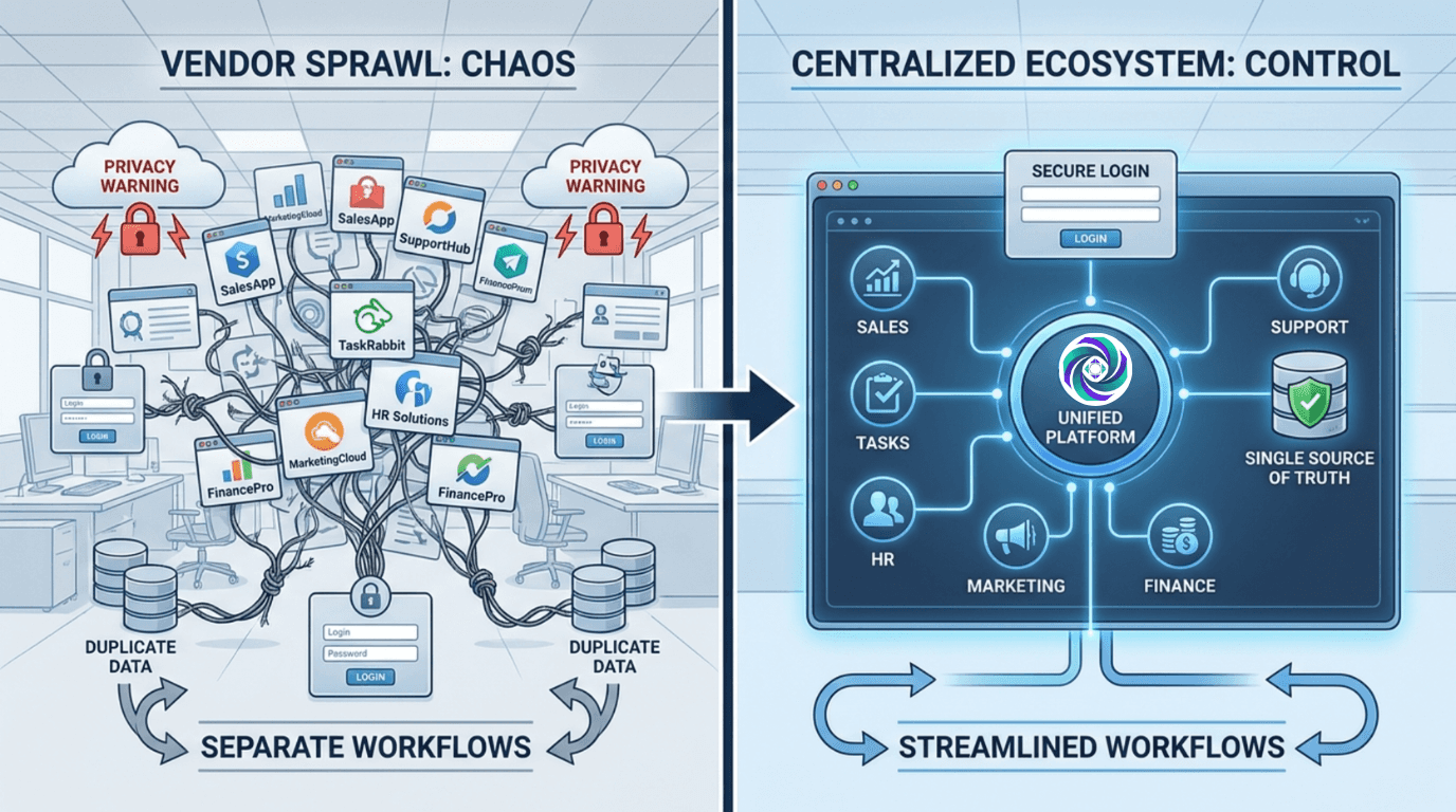 Vendor Sprawl & DPDP Compliance Pain vs. How Zopkit Ecosystem Solves It.