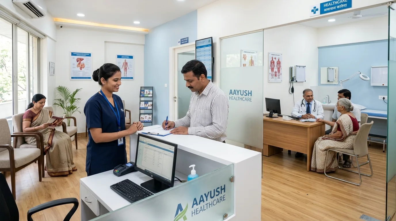 A clinician attending to a patient in a healthcare facility