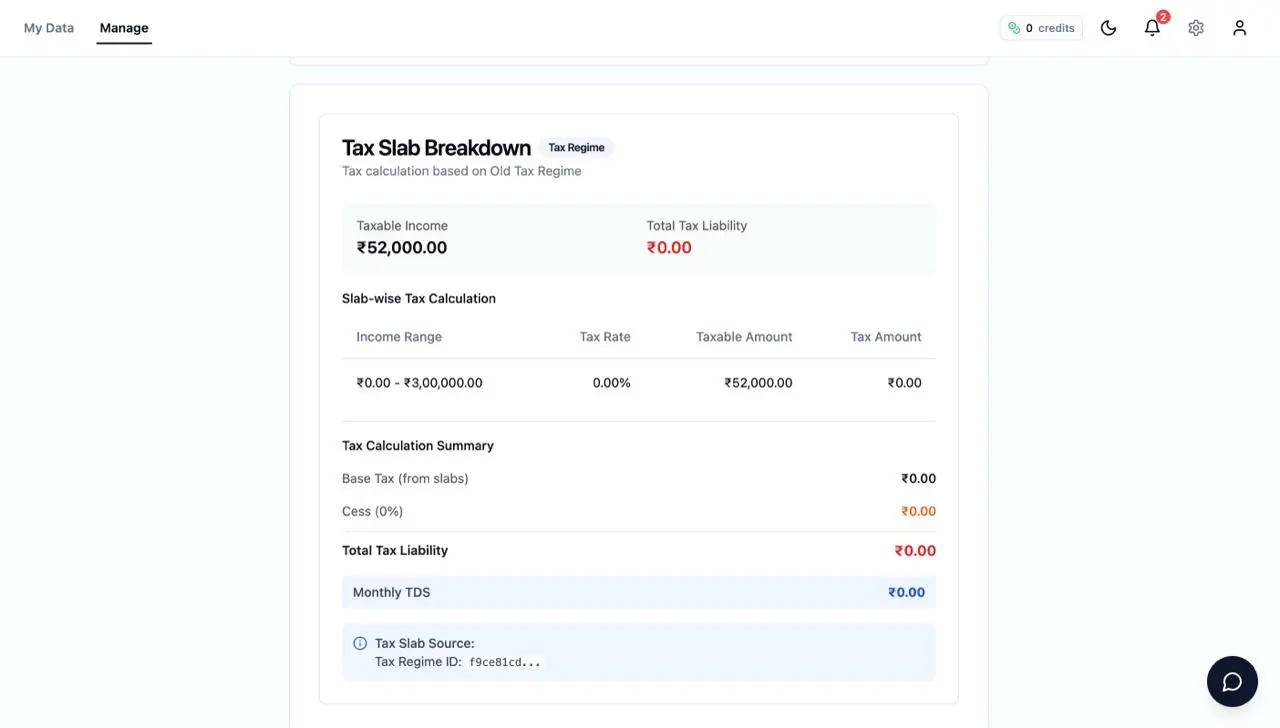 A tax breakdown screen for payroll compliance